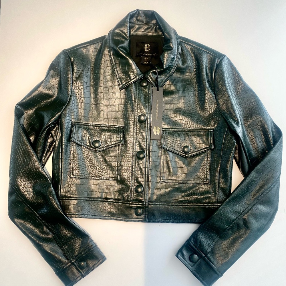 House of Harlow 1960 Green Faux Leather Jacket. Size S, NWT